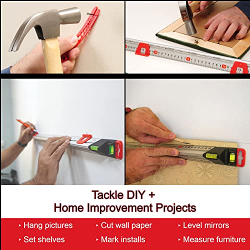 Kapro - 313 Measure Mate - Ultimate Home-Improvement Tool - with Level and Ruler - Features Sliding Markers and Knife Guide - Includes Nail Gripper and Drill Bit Gauge - 48 Inch - size: 48"
