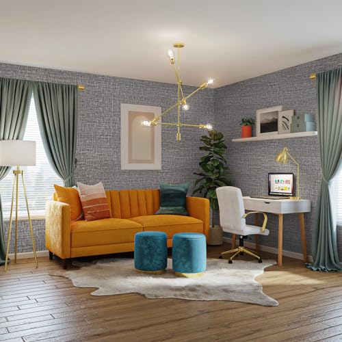 WADILE Grasscloth Peel and Stick Wallpaper 15.7in x 196.8in, Textured Contact Paper for Cabinets, Faux Linen Wall Paper Pull and Stick, Fabric Vinyl Wallpaper Self Adhesive Dark Gray - color: Dark Gray, size: 15.7" x 196.8"