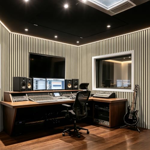 Art3d 94 x 12.6 Inch Acoustic Lightweight Slat Wall Panel, 6-Piece, Ashtree - color: Ashtree, size: 94 x 12.6 Inch