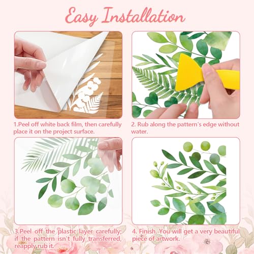 Peacoblue Leaves Piles Rub On Transfers for Furniture Craft 6"x12" - style: Leaves Piles