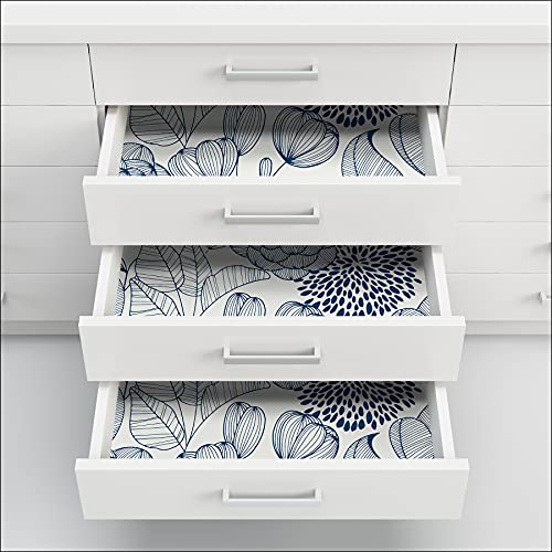 NuWallpaper by WallPops NUS3830 Navy Secret Garden Peel & Stick Wallpaper, Blue - color: Blue