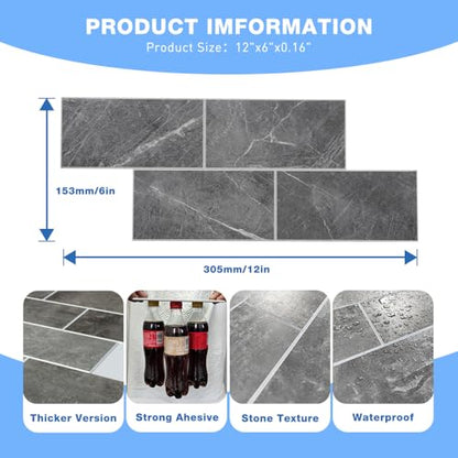 COLAMO Sample Gray Peel and Stick Backsplash Tile for Kitchen Accent Wall - color: Gray, size: Sample(6"x12")