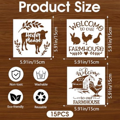 AFRITEE Fun Animal Stencils for Painting on Wood Farmhouse Reusable Crafts - style: Welcome