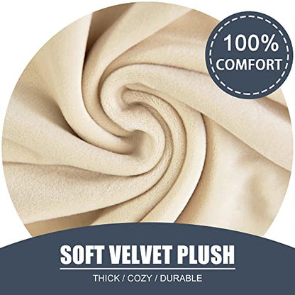 Stretch Cushion Cover, Soft Velvet Plush Cushion Slipcovers Loveseat Sofa Covers Couch Seat Covers Furniture Protector with Elastic Bottom (Beige, X-Large) - color: Beige, size: X-Large