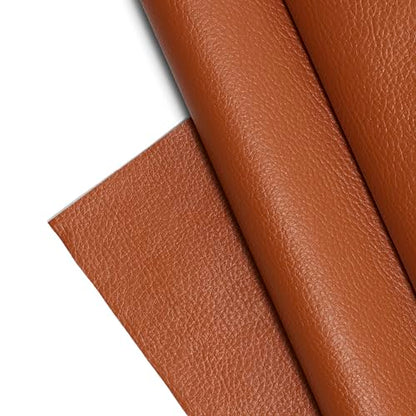 Textured Faux Leather Fabric, Smooth Pebble Grain Vinyl Sheets, Embossed Material, Upholstery, Fashion Apparel, Automotive, DIY and Crafting Pleather - Cut by The Yard (Ginger) - color: Ginger, size: Cut By The Yard