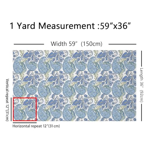 Feelyou Paisley Fabric by The Yard Soft 10 Yards - color: Multi 24, size: 10 Yards