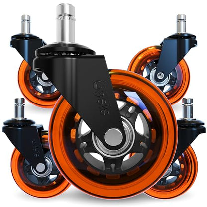 The Office Oasis Original Office Chair Wheels (As Seen On PBS), Orange - color: Orange