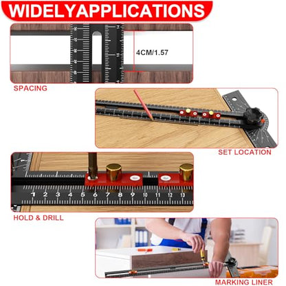 29 Inch Woodworking T Square Ruler, Aluminum Alloy, Adjustable Angle 15-165° Measurement Tool, Precision Drilling Positioning Guide for Carpentry, Drafting, Contractor, Scribe Crafting, Drywall - color: 29.3in black