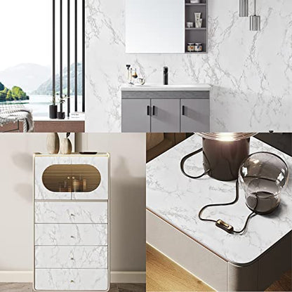 Marble Contact Paper White Peel and Stick Wallpaper for Kitchen Countertop - color: Gray/White, size: 17.7" x 393.7"