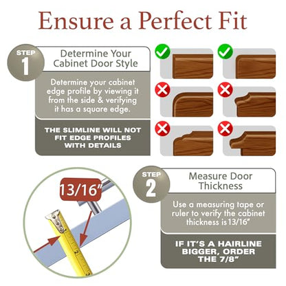 Cabinet Hero 4-Pack, 13/16" Thick, 36" Length Slimline Cabinet Edge Protector – Durable Slip-On Plastic Door & Drawer Edge Guard – Prevents Shelves for Wear, Bumps, Discoloration & Damage - Black