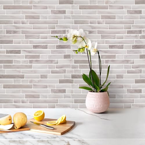STICKGOO Thicker Peel and Stick Backsplash Tile for Kitchen and Bathroom - color: Warm Greige