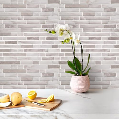 STICKGOO Thicker Peel and Stick Backsplash Tile for Kitchen and Bathroom - color: Warm Greige