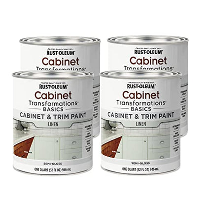Rust-Oleum 372008-4PK Transformations Basics Cabinet & Trim Paint, Quart, Linen, 4 Pack