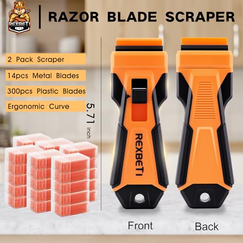 REXBETI Razor Blade Scraper Tool, Paint, Windows, Glass Stovetop Scraper - size: 2 Pack(5.71 inch)