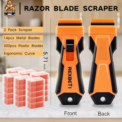 REXBETI Razor Blade Scraper Tool, Paint, Windows, Glass Stovetop Scraper - size: 2 Pack(5.71 inch)