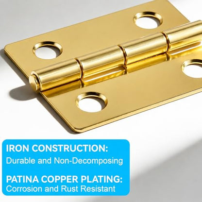 50-Pack 18 x 15mm Gold Mini Hinges, 200 Screws for Jewelry Boxes - color: Gold