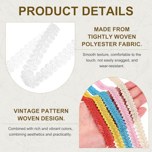MECCANIXITY Gimp Braid Trim 1/2" x 14 Yards Polyester, White - color: White