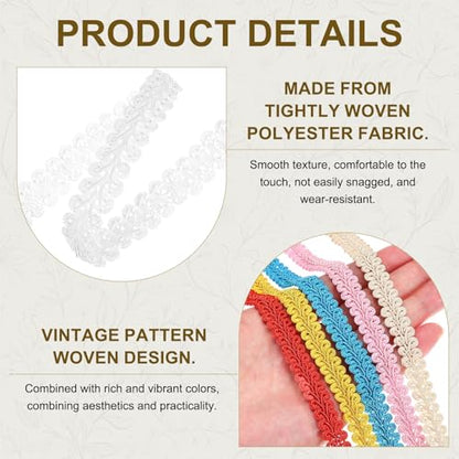 MECCANIXITY Gimp Braid Trim 1/2" x 14 Yards Polyester, White - color: White