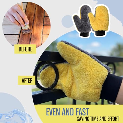 Paint Mitt Stain Gloves Reusable Microfiber - color: Gray,yellow