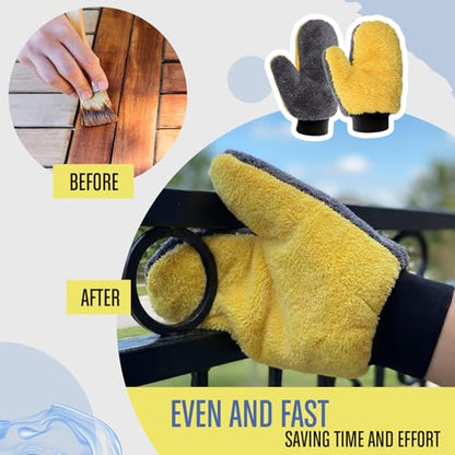 Paint Mitt Stain Gloves Reusable Microfiber - color: Gray,yellow