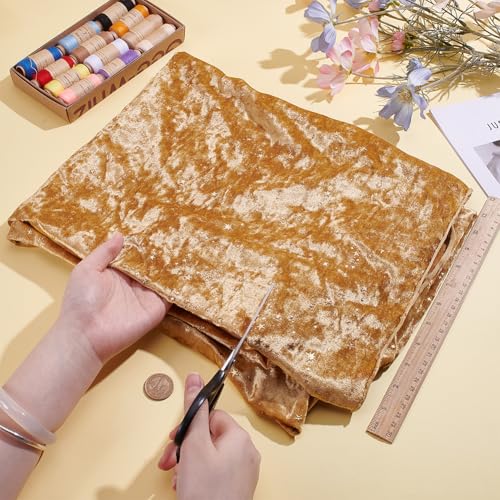 BENECREAT 1.1 Yard Velvet Fabric with Star Pattern, 63 Inch Wide Shiny Star Velvet Fabric Handicraft Cloth for DIY Sewing Upholstery Apparel Costume Craft, Bisque - color: Bisquee