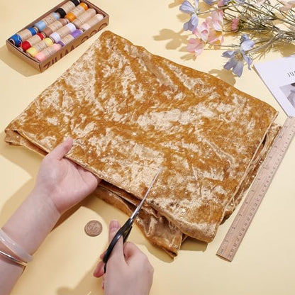 BENECREAT 1.1 Yard Velvet Fabric with Star Pattern, 63 Inch Wide Shiny Star Velvet Fabric Handicraft Cloth for DIY Sewing Upholstery Apparel Costume Craft, Bisque - color: Bisquee