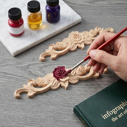 6 Pcs Wooden Appliques, 8 x 2 in Wood Appliques for Furniture