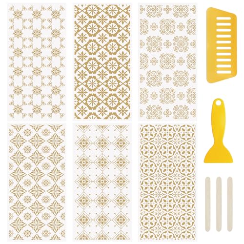 WANDIC 6 Sheets Gold Vintage Rub On Transfer Stickers European Retro Scrapbook Stickers Window Decals Waterproof Decals for DIY Furniture Photo Albums,15 * 30cm - color: Golden Retro Pattern 1