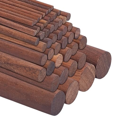 OLYCRAFT 50Pcs Walnut Dowel Rods 9 Sizes 5.9 Inch Long 2.7-19.5mm Walnut Wood Round Rods Brown Wooden Dowel Sticks for Crafts Unfinished Round Sticks for Handmade Building Model DIY Craft Supplies