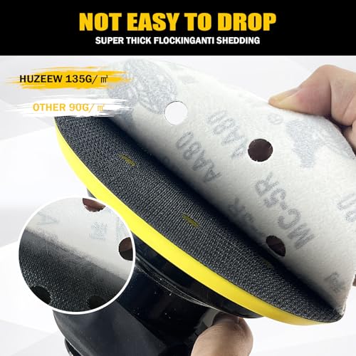 100Pcs 6 Inch 6-Hole Hook&Loop Sanding Discs, 240 Grit Diamond Yellow Sand, Dust-Free/Wear-Resistant, Latex Paper Base (No Fray), 135G Backing for Wood/Metal/Auto, DIY & Pros - style: 6inch-6Hole