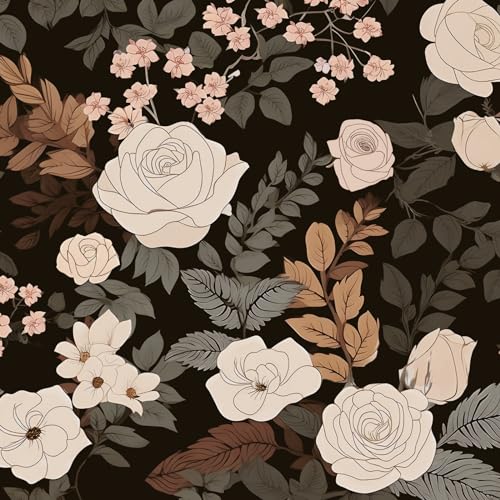 Brown Vintage Floral Peel and Stick Wallpaper 17.5" x 393" - color: Brown, size: 17.5" x 393"