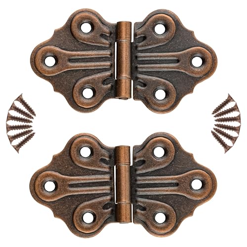 Antique Copper Butterfly Hinges - 2-7/8" x 1-11/16" - Pack of 2 - Decorative Surface Mount Hinges for Cabinet Doors, Cupboards and Boxes - UA-264-HAC (1) - color: Antique Copper