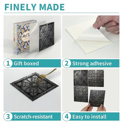 VICCI 24 Pcs Peel and Stick Wall Tiles, 5.9x5.9 Waterproof Vinyl Stickers - color: Art-11, size: 5.9x5.9IN*24pcs