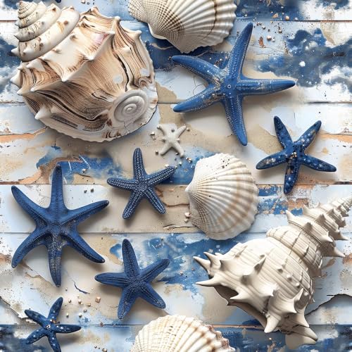 FLFK Starfish Seashell Wall Paper 16" x 256" Weathered Shiplap Peel and Stick Wallpaper Vinly Waterproof Contact Paper for Bathroom Kids Room Shelf Cabinet Drawers - color: Blue Beige, size: 16" x 256"