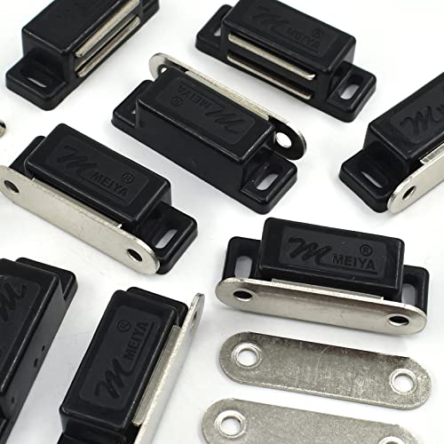 12Pack 15lbs Cabinet Magnets Magnetic Door Catch for Kitchen Closet Door Bathroom Cupboard Wardrobe Closing Drawer Latch and Shutters with Mounting Screws (Black) - color: Black