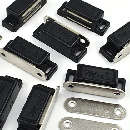 12Pack 15lbs Cabinet Magnets Magnetic Door Catch for Kitchen Closet Door Bathroom Cupboard Wardrobe Closing Drawer Latch and Shutters with Mounting Screws (Black) - color: Black