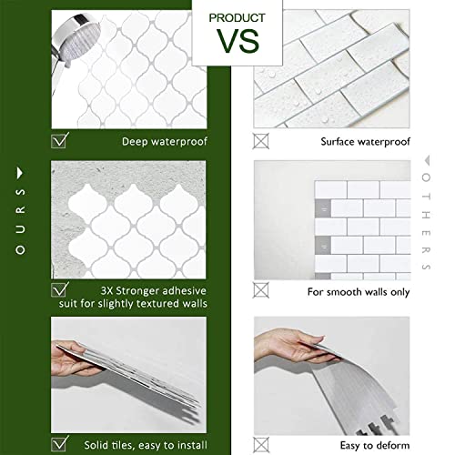STICKGOO Arabesque Peel and Stick Backsplash Tile for Kitchen, White - color: White
