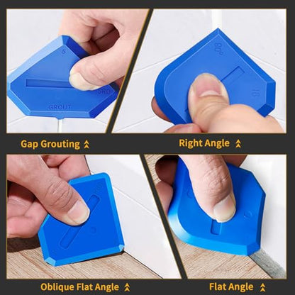 Caulking Tool-Caulk Remover Tool Kit,Grout Removal Tool,Silicone Bathroom Caulk Finishing Tool with Stainless Steel Scraper and Metal Handle for Bathroom,Kitchen,Bathtub,Sink Joint,Window - color: Silver