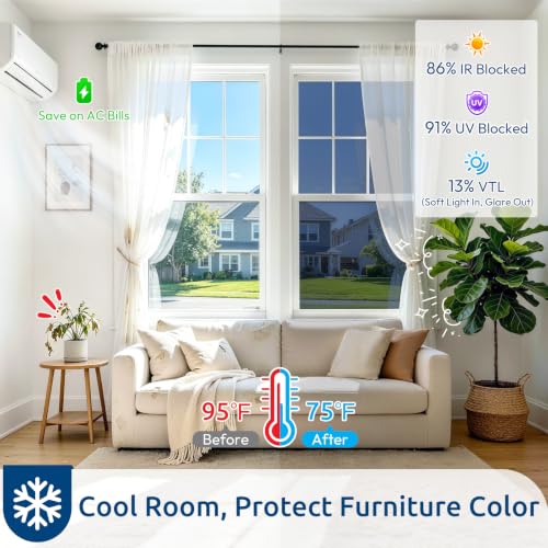 rabbitgoo Window Privacy Film One Way, 17.5" x 157.4", Blue Silver - color: Blue-silver, size: 17.5" x 157.4"
