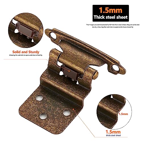 Ravinte 3/8" Inset Antique Brass Cabinet Hinges 60 Pack (30 Pairs) - color: Antique Brass
