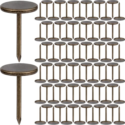 80pcs Flat Head Thumb Tacks for Wall, Bronze Pins, 0.4 x 0.6 in - color: Bronze, 80pcs