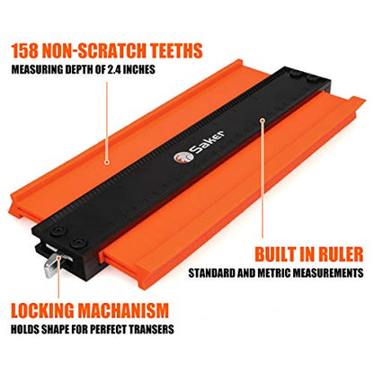 Saker Contour Gauge Profile Tool with Lock 10Inch, Father's Day Packaging - style: 10INCH FATHER'S DAY