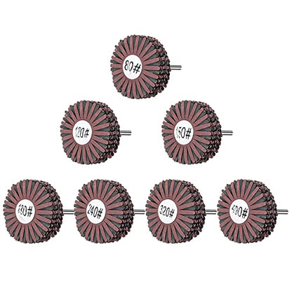 7-Pack Abrasive Cloth Flap Wheel - 1/4 Inch Shank for Woodworking Root Carving Furniture Polishing,Mop Sander Sanding80, 120, 150, 180, 240, 320, 400 Grit,Sanding Mops Woodworking - style: 7pcs
