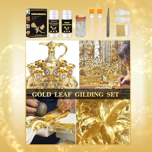 Gilding Adhesive Kit 100ml, Gold Leaf Sheets Glue, Varnish for Art