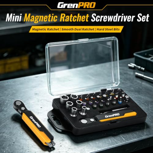 GRENPRO 30-in-1 Right Angle Screwdriver 36-Tooth Reversible Ratchet Set
