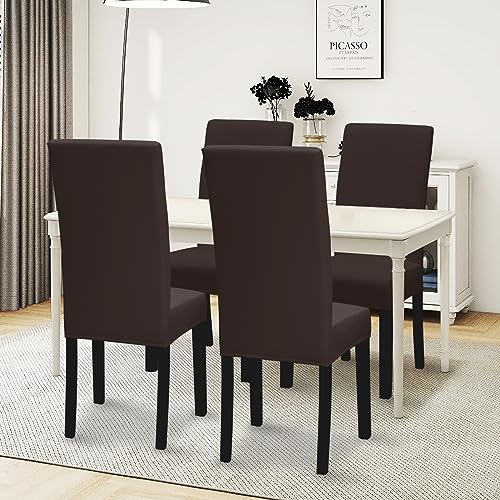 Easy-Going Dining Chair Covers Stretch Dining Room Chair Covers Set of 4, Parsons Chair Slipcovers for Dining Room, Ceremony, Banquet, Chocolate - color: Chocolate