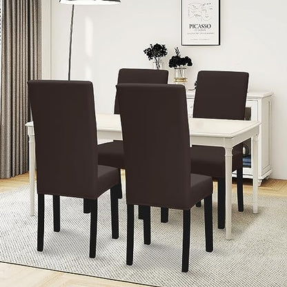Easy-Going Dining Chair Covers Stretch Dining Room Chair Covers Set of 4, Parsons Chair Slipcovers for Dining Room, Ceremony, Banquet, Chocolate - color: Chocolate