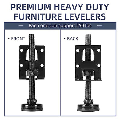 4 Pack Heavy Duty Adjustable Leveling Feet - Furniture Levelers for Workbench, Table, Cabinet, Wardrobe
