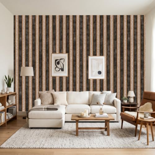 Peel and Stick Wallpaper, Earthy Brown Vertical Stripe Pattern, 236in x 17.7in, Waterproof Vinyl, Removable Reusable, Eco-Friendly, for Bedroom Living Room Rental Apartment - color: Dark6, size: 17.7" x 236.2"
