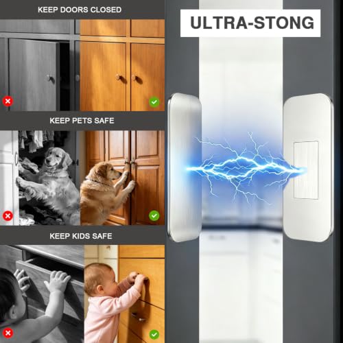 4 Pack Ultra Thin No Drill Magnetic Cabinet Door Catch for Kitchen Cupboard